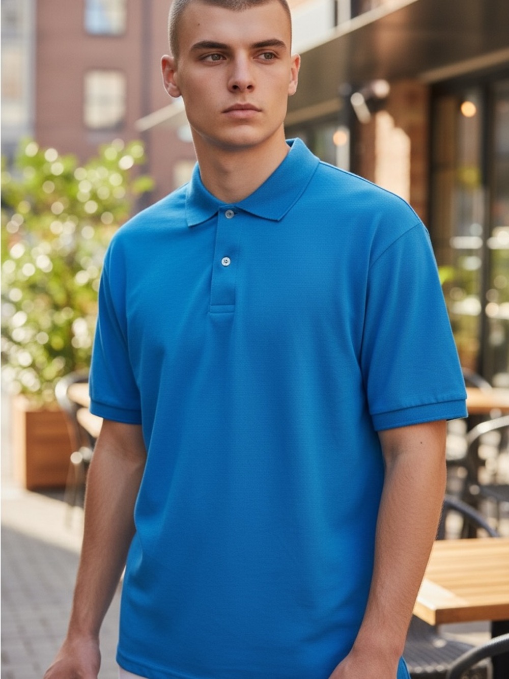 Jerzees Bright Blue Polo Shirt with Classic Collar